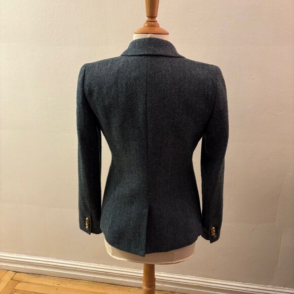 NWOT J.Crew x Moon Campbell jacket in teal wool herringbone tweed - Picture 6 of 13